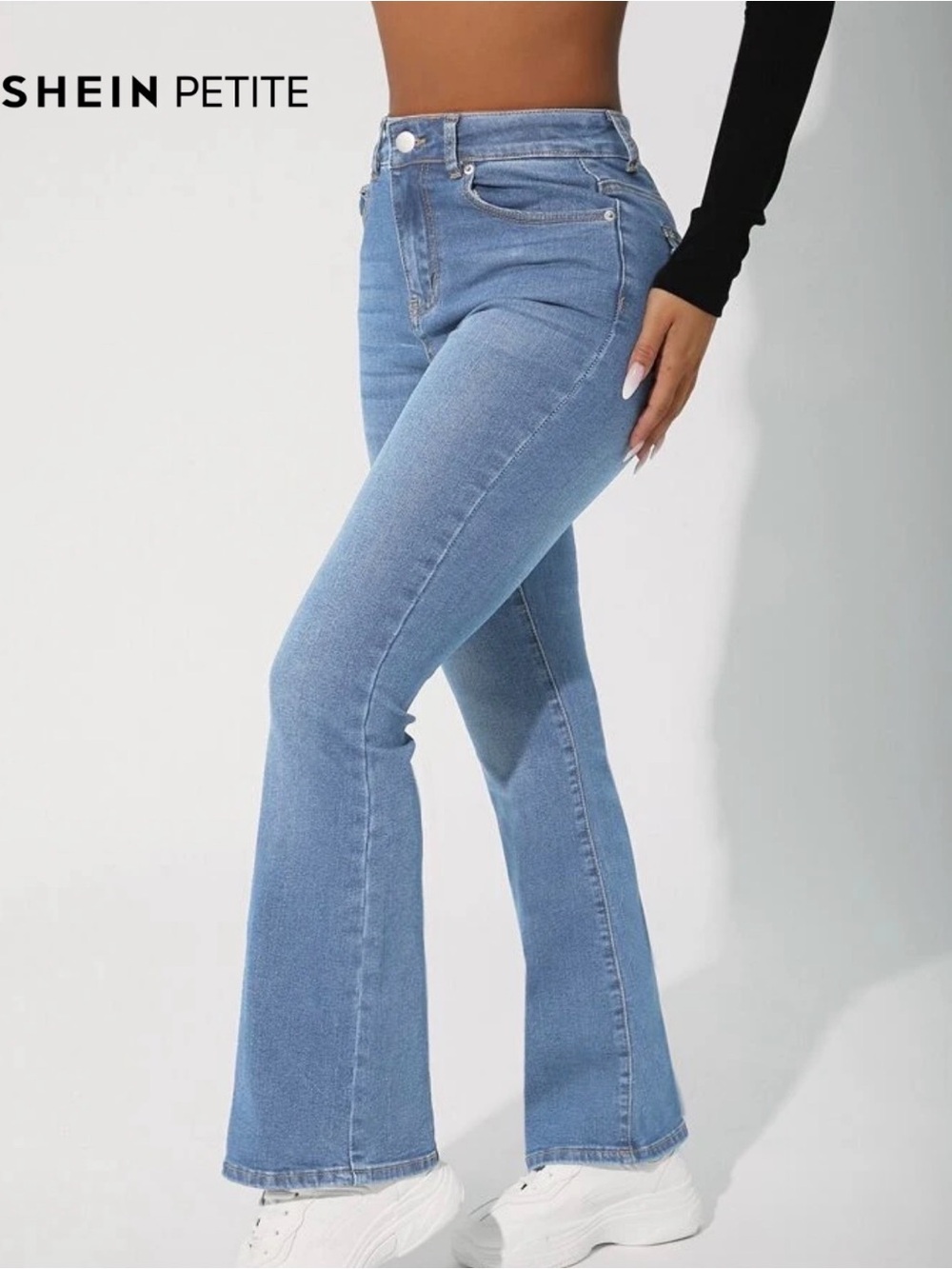 SHEIN | Petite High-Waist Light Blue Flared Jeans